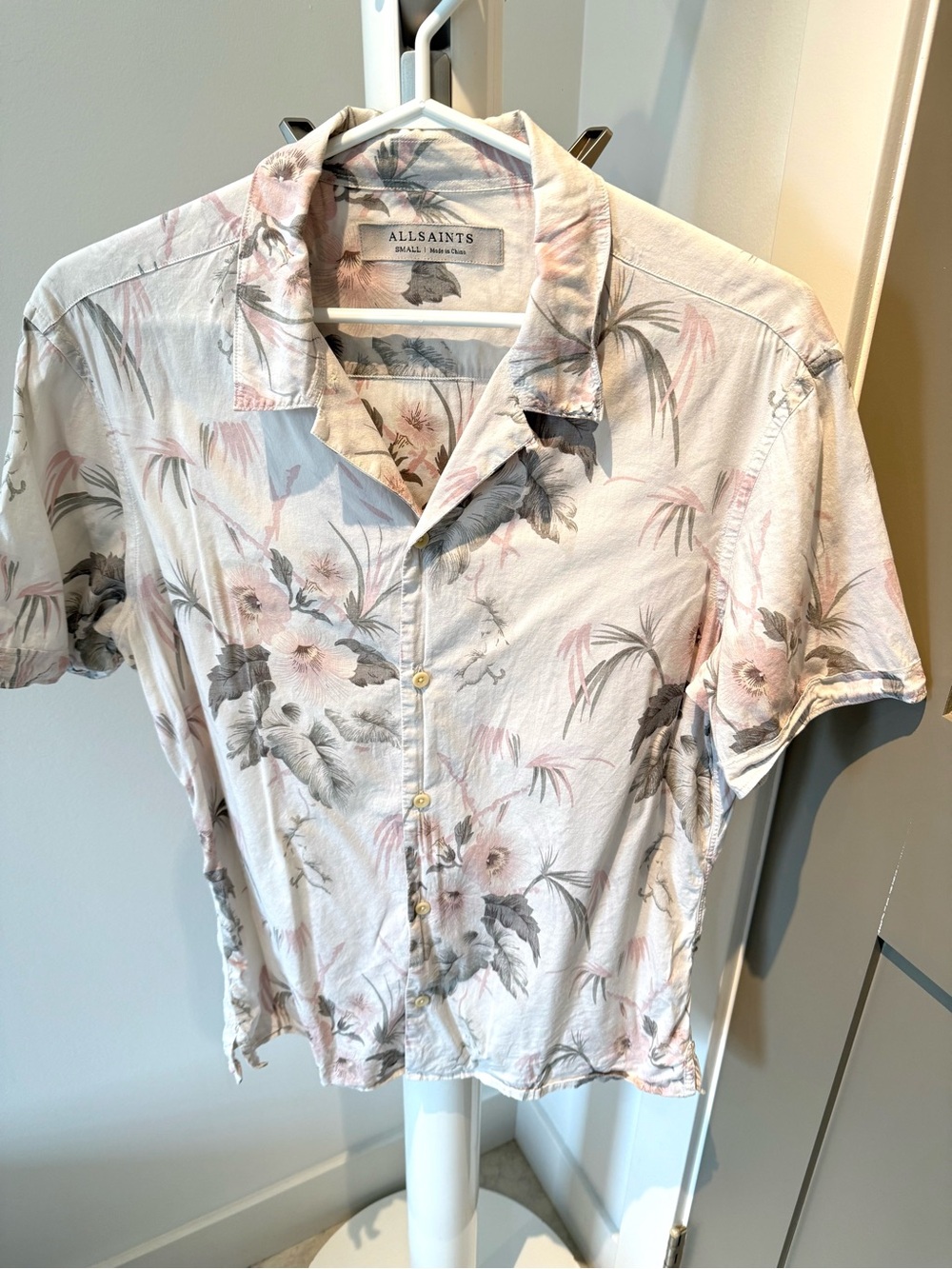 All Saints Summer S/S Light Floral Shirt Small Mens